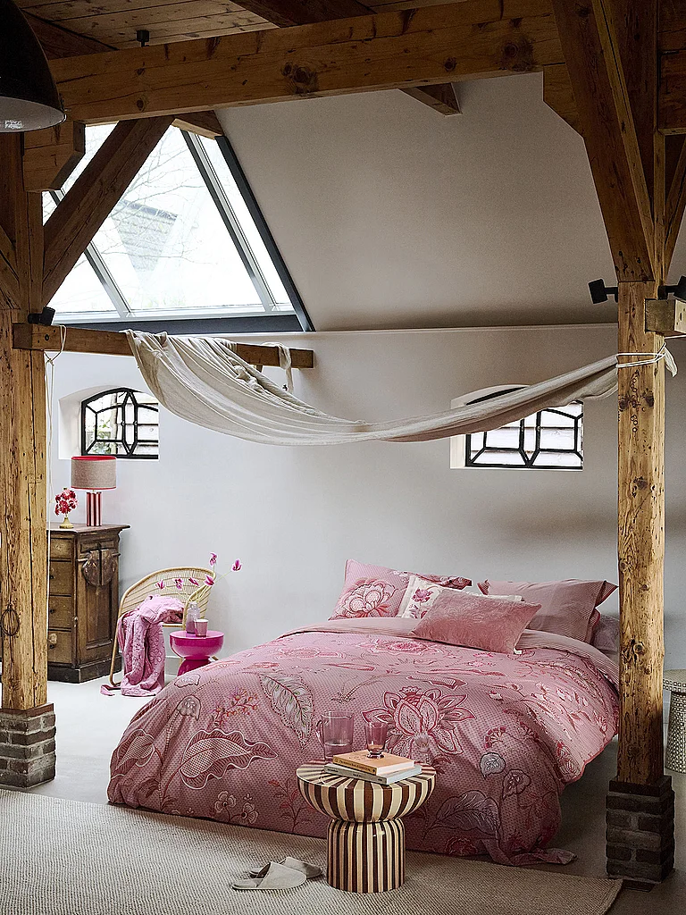 PIP STUDIO Ropa de cama de percal MUMBAI NIGHT 70x90cm/140x200cm Rosa rosa